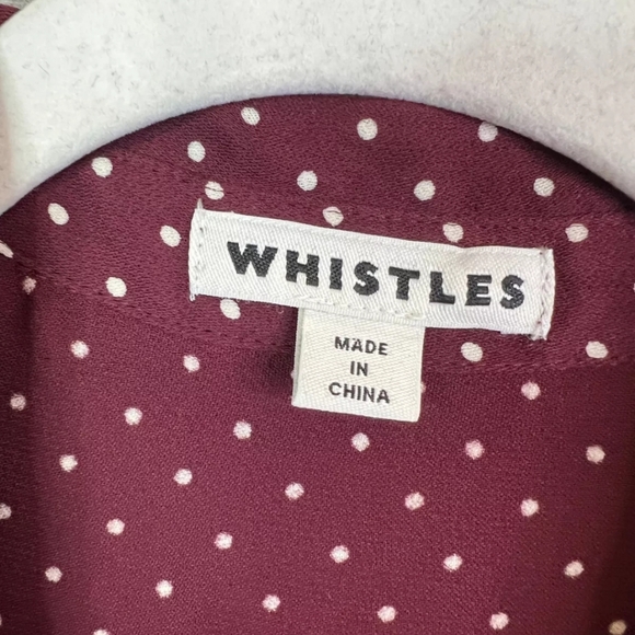 Whistles Margot Spot Shirt Dress UK 10 Burgundy Midi Royal ASO Kate Middleton - Picture 9 of 10